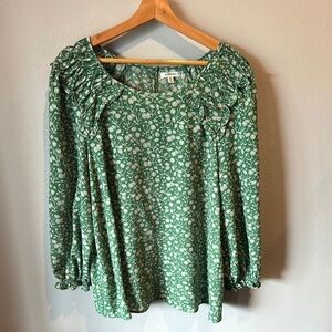 Max Studio Green Leaf Print Blouse
